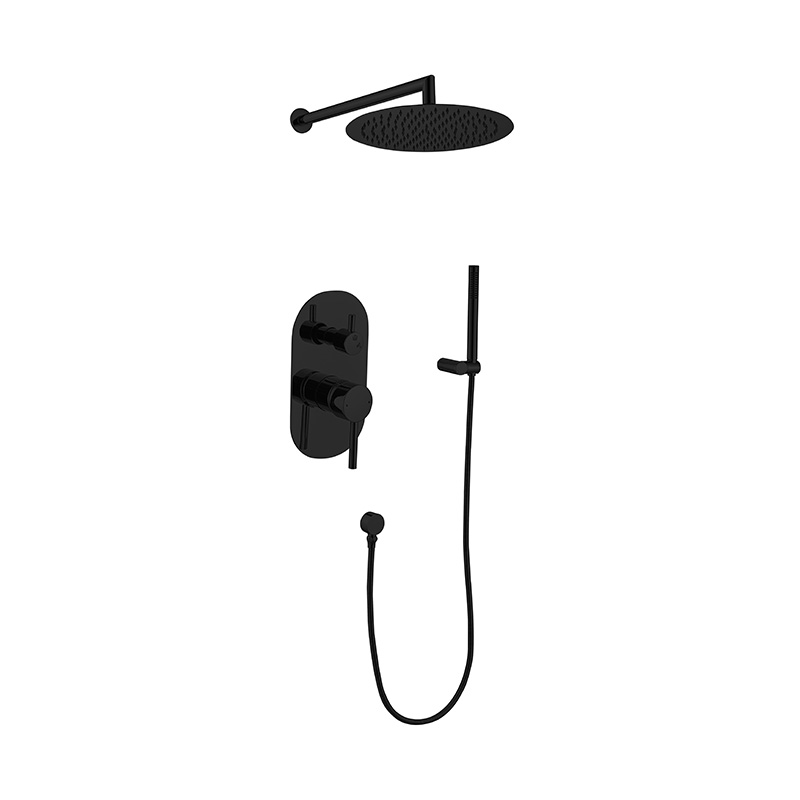 Black Chrome Wall Installation Shower Set