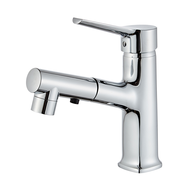 Morden Centerset Basin Faucet with Pull Out Sprayer