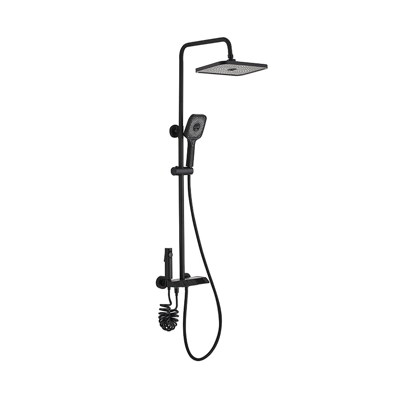 Black Modern Home Square Brass Shower Set