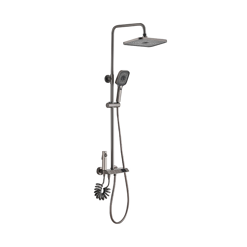 Gun Gray Modern Home Square Brass Shower Set