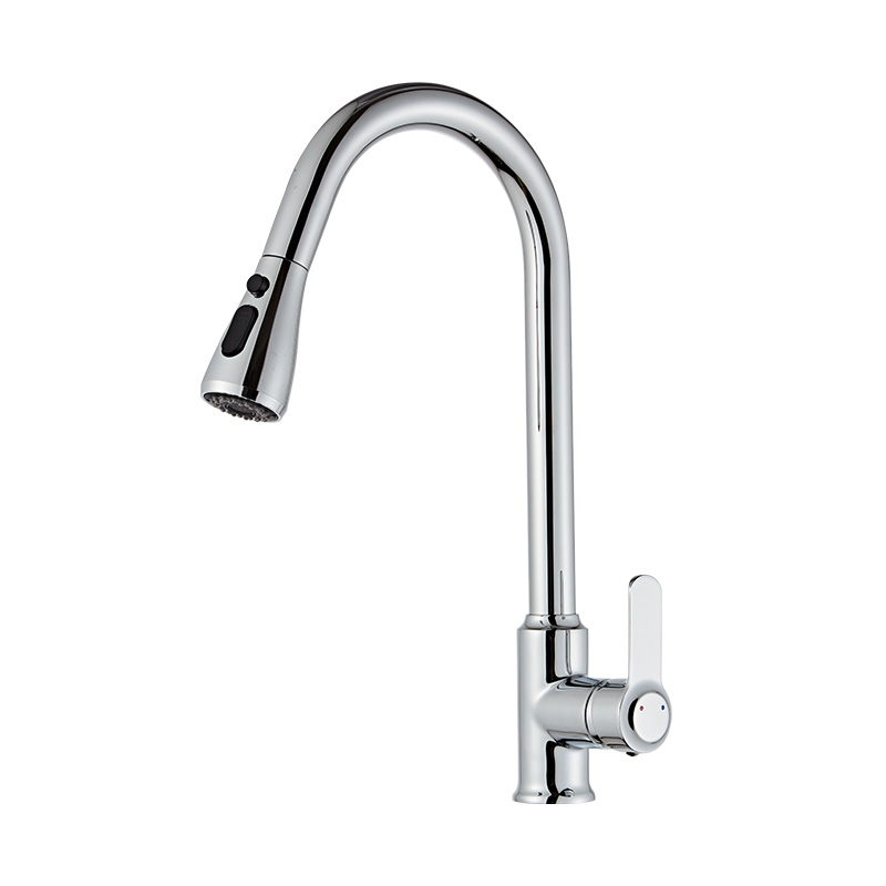 Chrome Modern Pull Down One Handle Kitchen Faucet