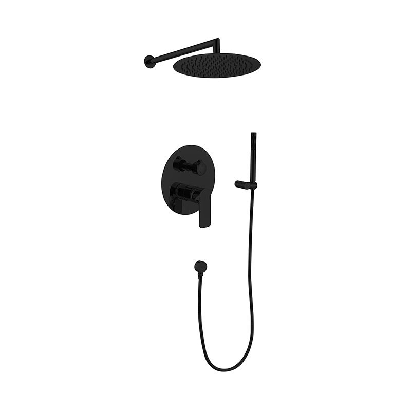 Black Chrome Hot and Cold Mixed Water Shower Set