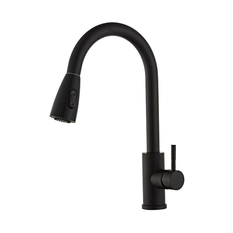 Black Single Handle Touch Pull Down Kitchen Faucet