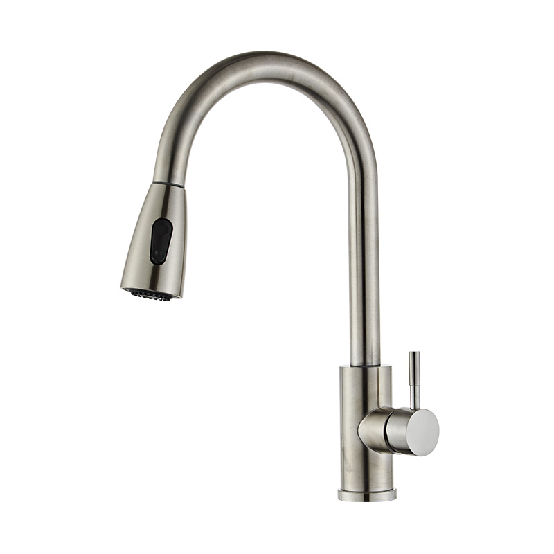 Brushed Single Handle Touch Pull Down Kitchen Faucet