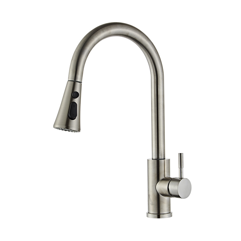 Brushed Stainless Steel Single Handle Kitchen Faucet