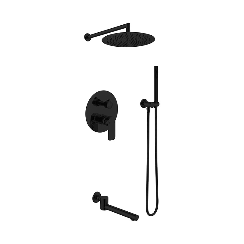 Black Wall Installation Shower Set with Handheld Shower