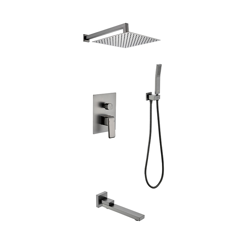 Gun Gray Polished Chrome Bathroom Luxury Shower Set