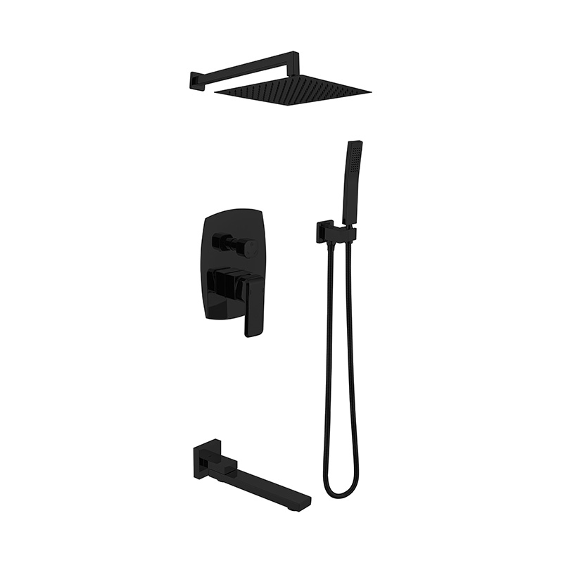 Black Polished Chrome Ceramic Valve Core Shower Set