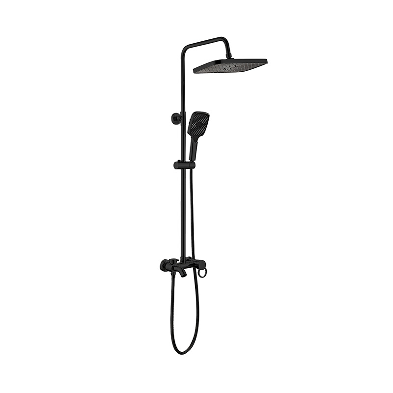 Black Modern Home Square Brass Shower Set